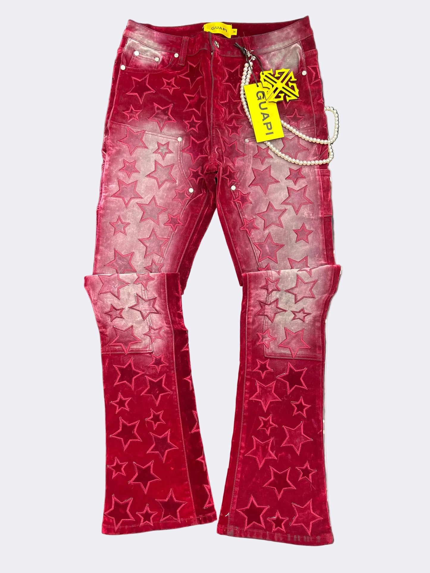 JEANS GUAPI FLARE (WINE RED )