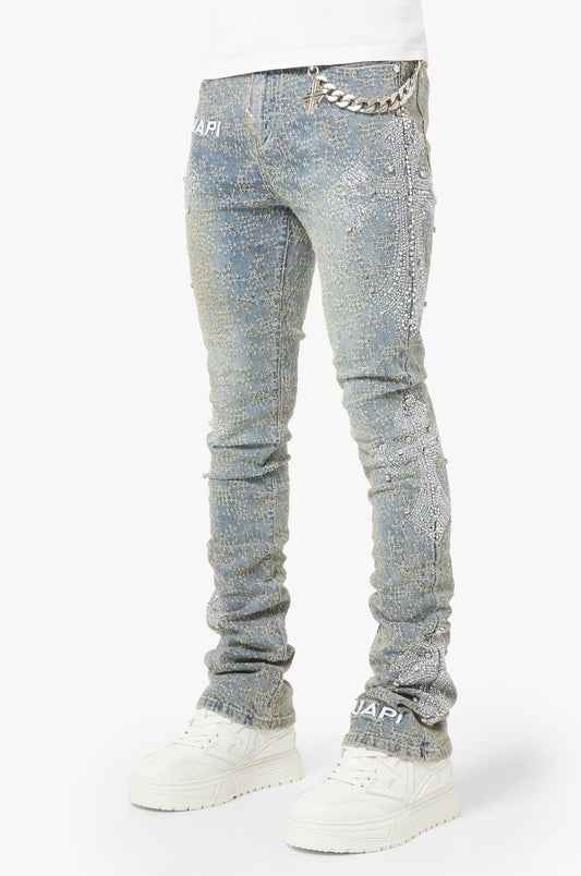 Guapi Vintage Blue Distressed Cross Denim