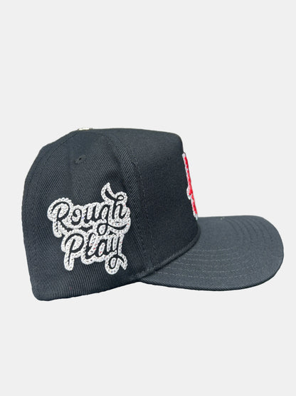 ROUGHPLAY SNAPBACK🩹 (BLACK AND RED)