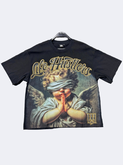 Life Hustlers baby bandals black tee