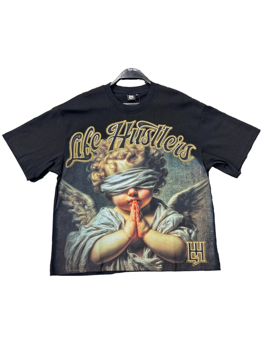 Life Hustlers baby bandals black tee