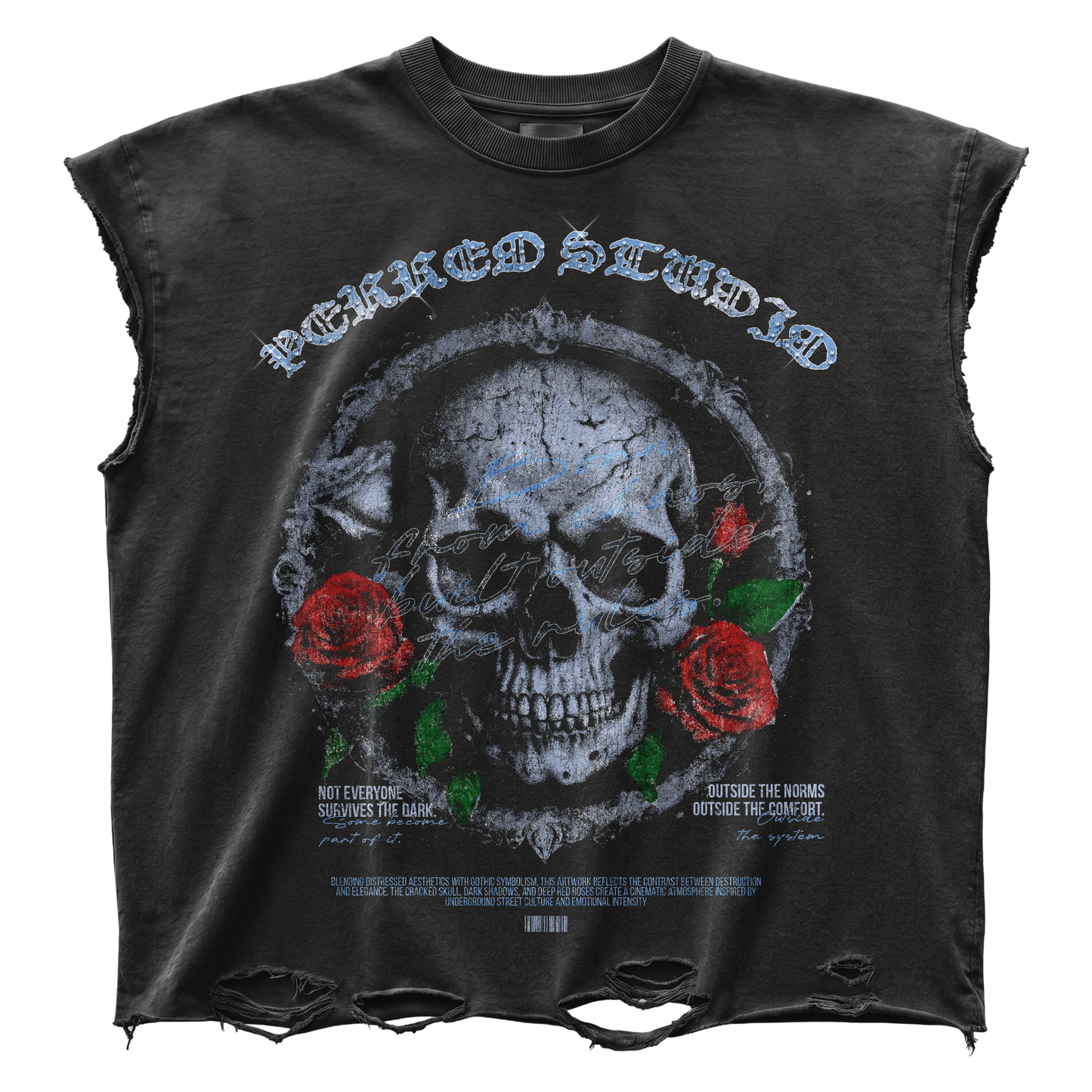 PERREOSTUDIO GOTHIC BLOOM TEE – BLACK