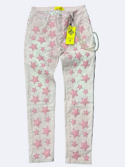 JEANS GUAPI FLARE (PINK STARS)