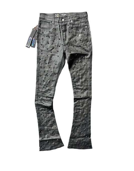 CULTURE JEANS Leather FLARE BLACK