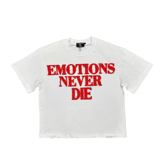 Emoxion Red ‘End’ Rhinestone Tee