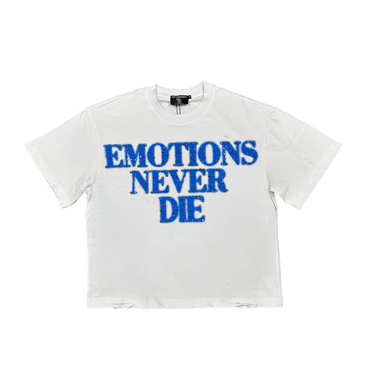 Emoxion Blue ‘End’ Rhinestone Tee