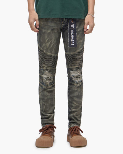 VALABASAS Mr.Biker Dirty Wash Skinny Jeans