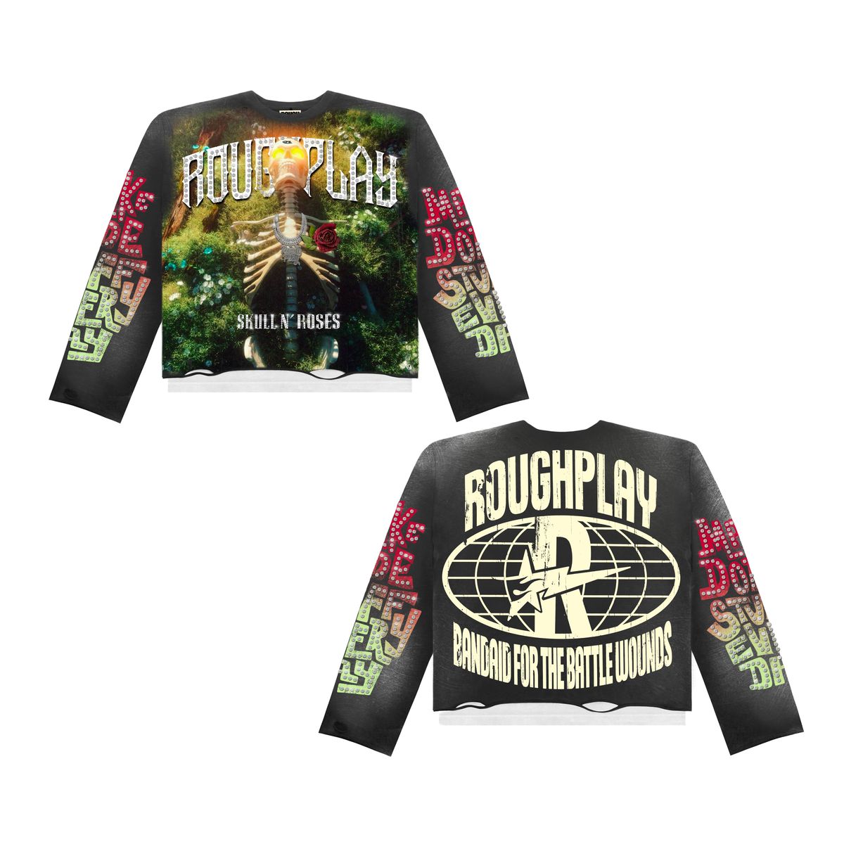 ROUGHPLAY SKULL N ROSES LONG SLEEVE (GRY)