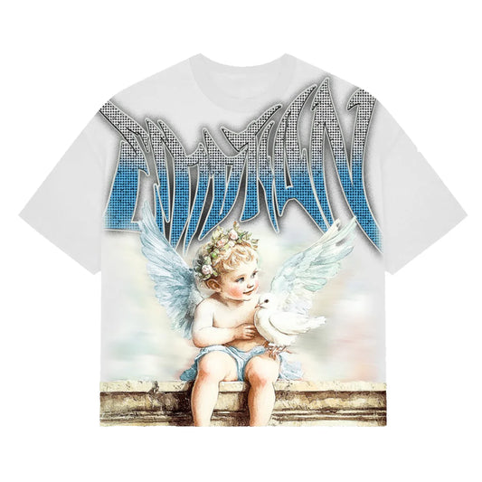 Emoxion White ‘Dove’ Rhinestone Tee
