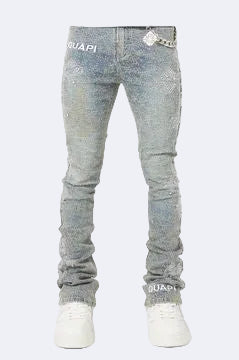 Guapi Vintage Blue Distressed Cross Denim