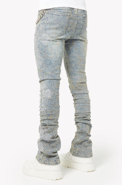 Guapi Vintage Blue Distressed Cross Denim