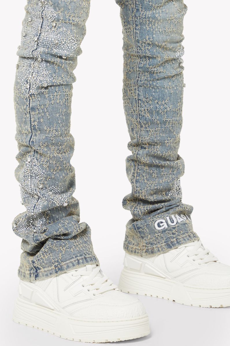 Guapi Vintage Blue Distressed Cross Denim