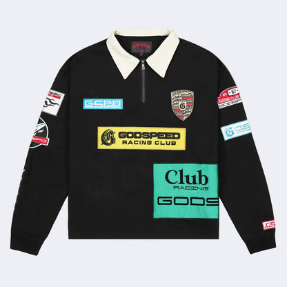 Godpeed Quarter Zip Polo Black