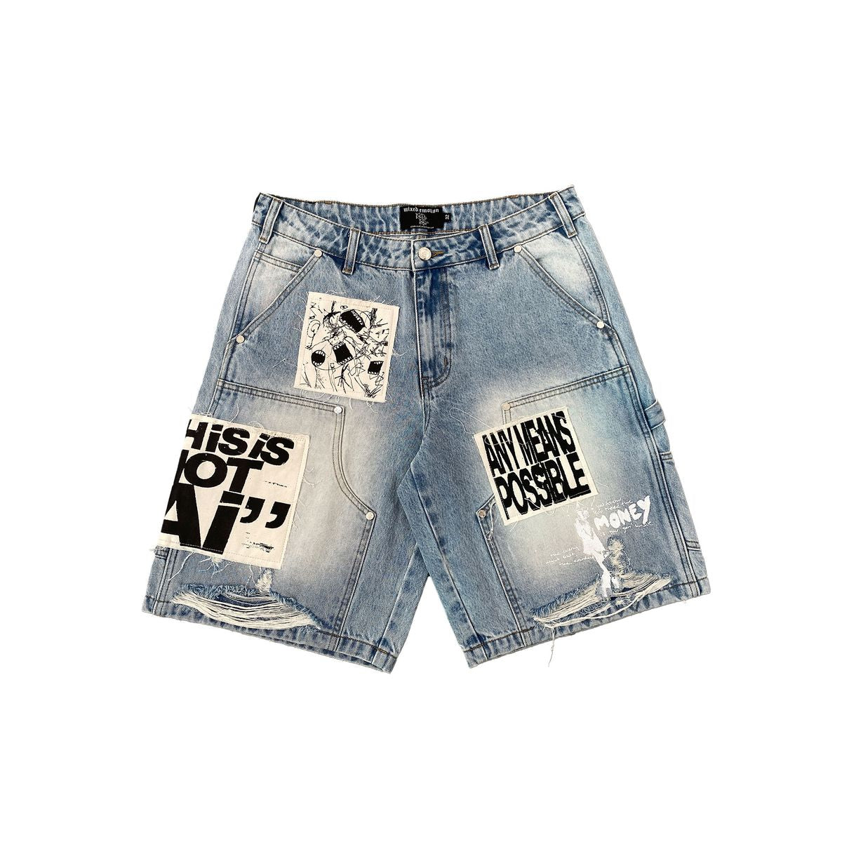 EMOXION Blue “AI” Denim shorts