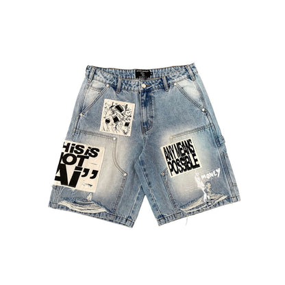 EMOXION Blue “AI” Denim shorts