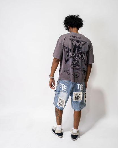 EMOXION Blue “AI” Denim shorts