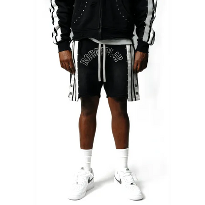 ROUDPLAY 🩹 STRIPE SHORT SET (BLACK)