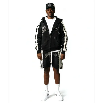 ROUDPLAY 🩹 STRIPE SHORT SET (BLACK)