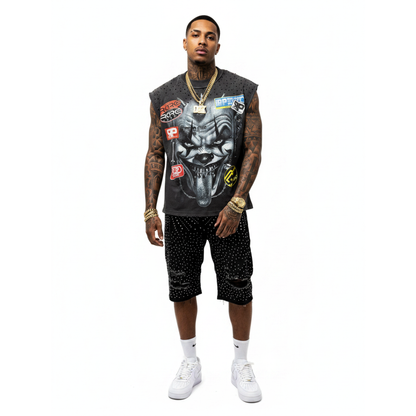 RARE PEACE CLOWN TEE W/ RHINESTONE