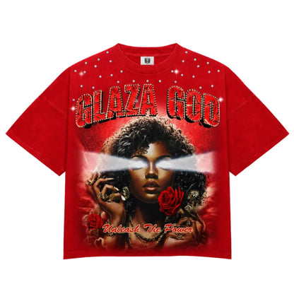 GLAZA GOOD Terry Oversized Tee- Red