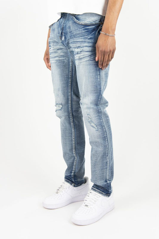 Road SLIM FIT DISTRESSED DENIM PANTS