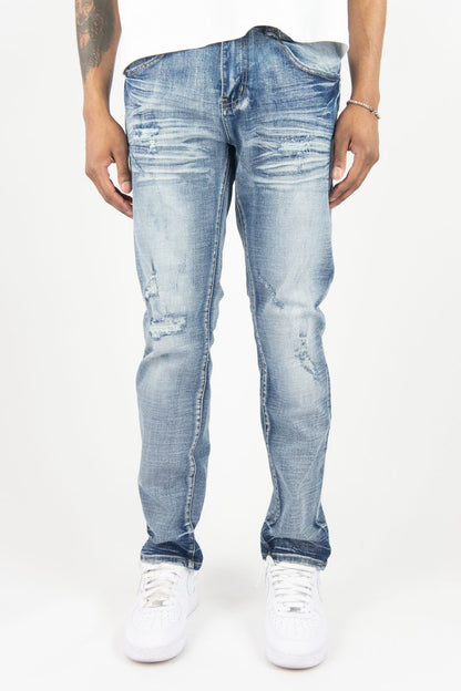 Road SLIM FIT DISTRESSED DENIM PANTS