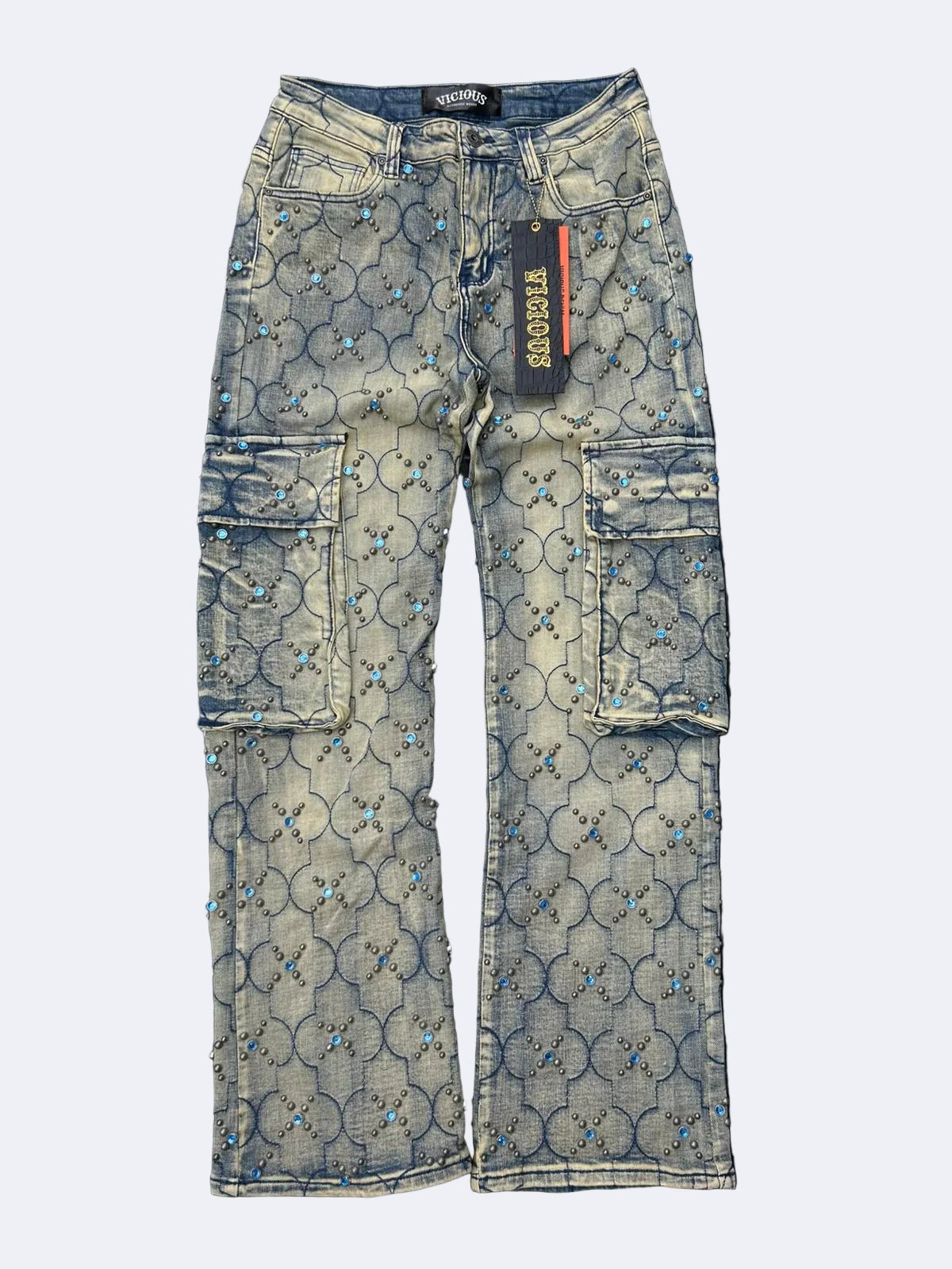VICIOUS JEAN DENIN STACKED EMBELLISHED