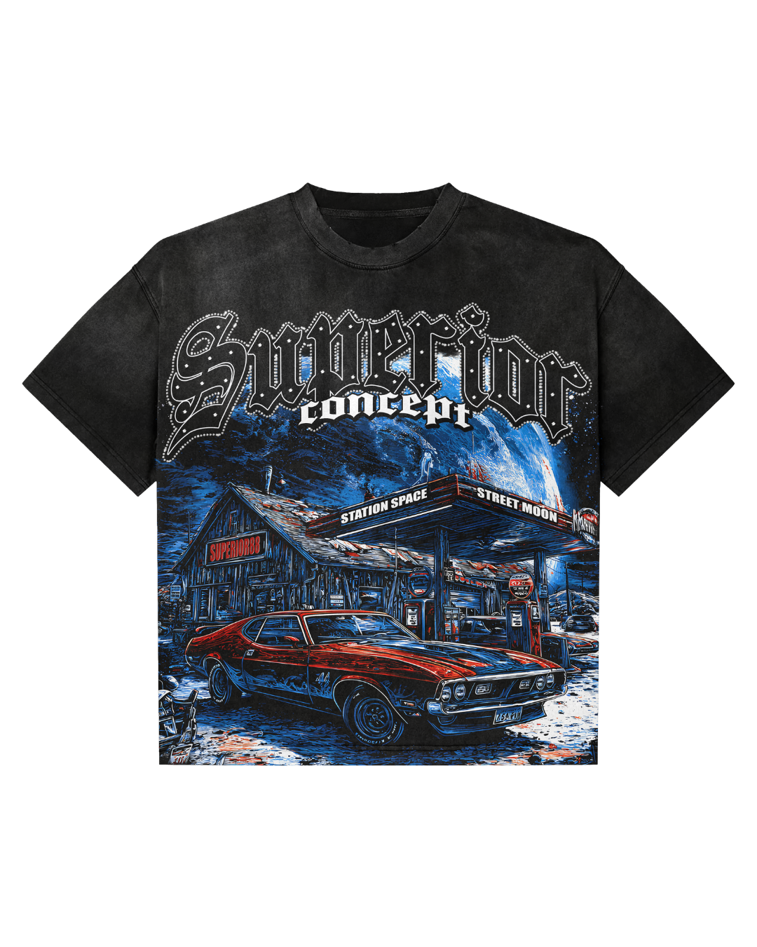 Superior Black Tee Space Station